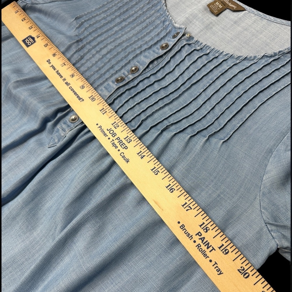 Tommy Bahama Blue Chambray Shirt Dress Coastal Grandma Weekend Size Medium - Picture 15 of 16